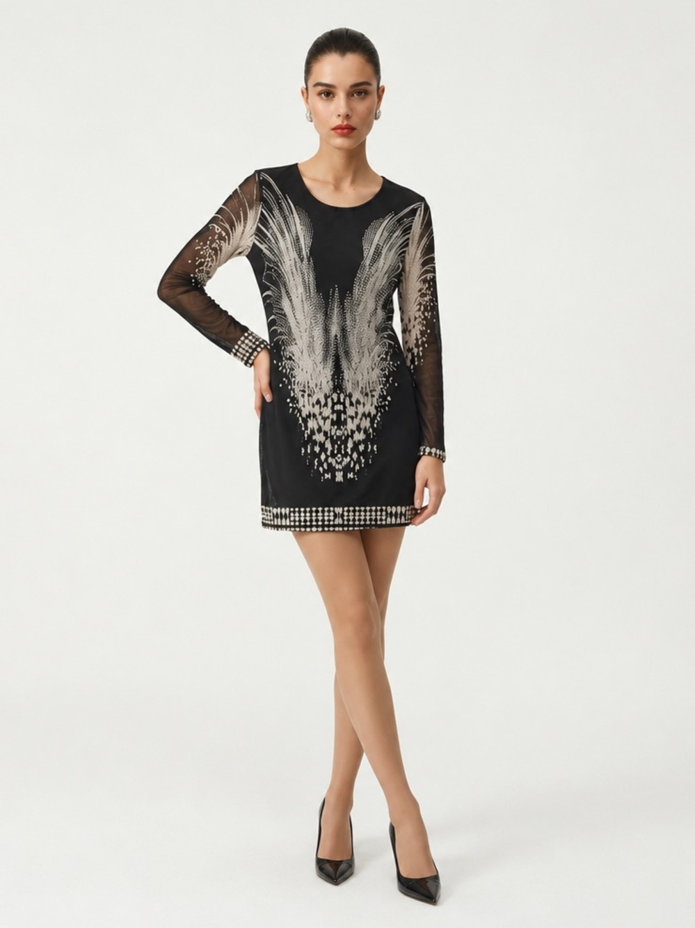 Mesh and stone dress